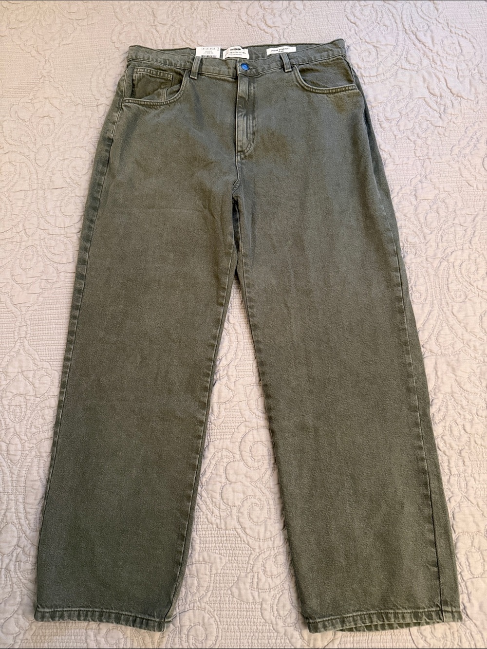 NWT Cotton On Loose Straight Women’s Jeans Smokey Green and Khaki Size US 12 - Picture 8 of 14